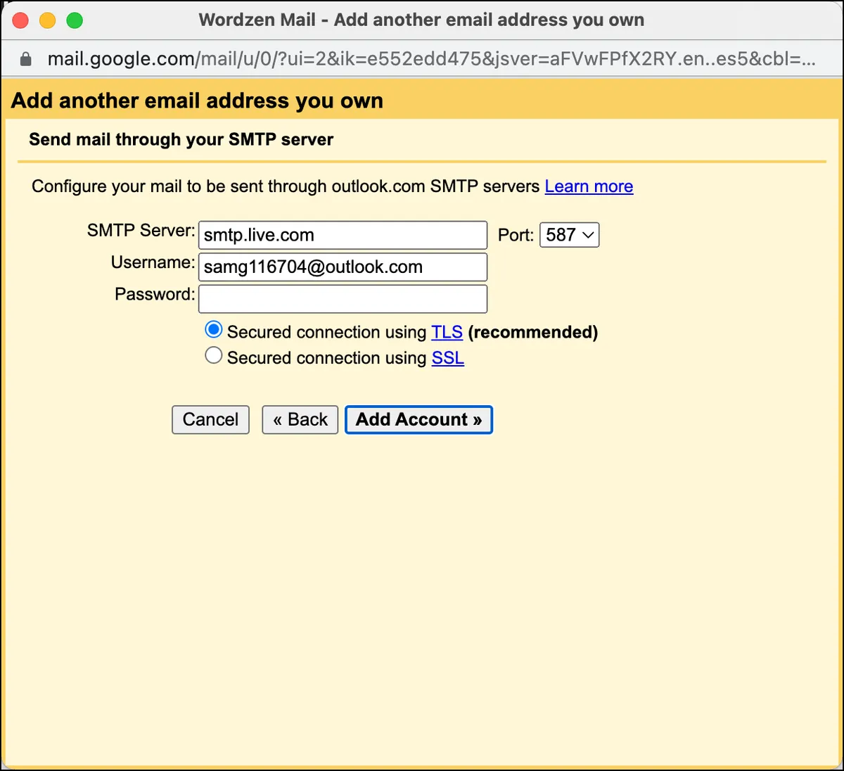 SMTP credentials needed