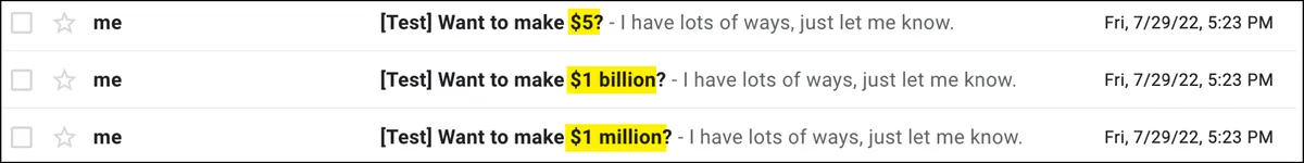 Spintax in the subject line