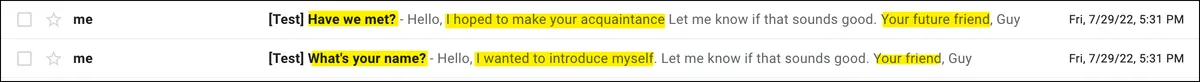 Three spins for two emails
