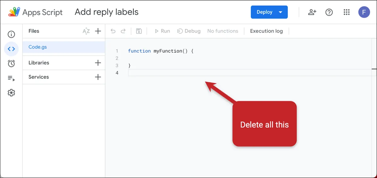 Delete the current code