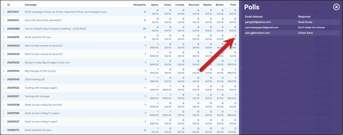 Dashboard click pop out data
