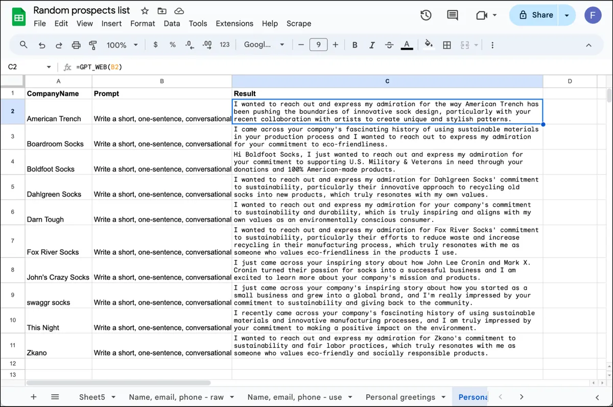 Generating openers by having GPT_WEB do all the research