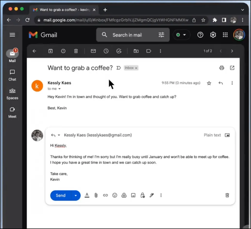 Email Triager draft in place