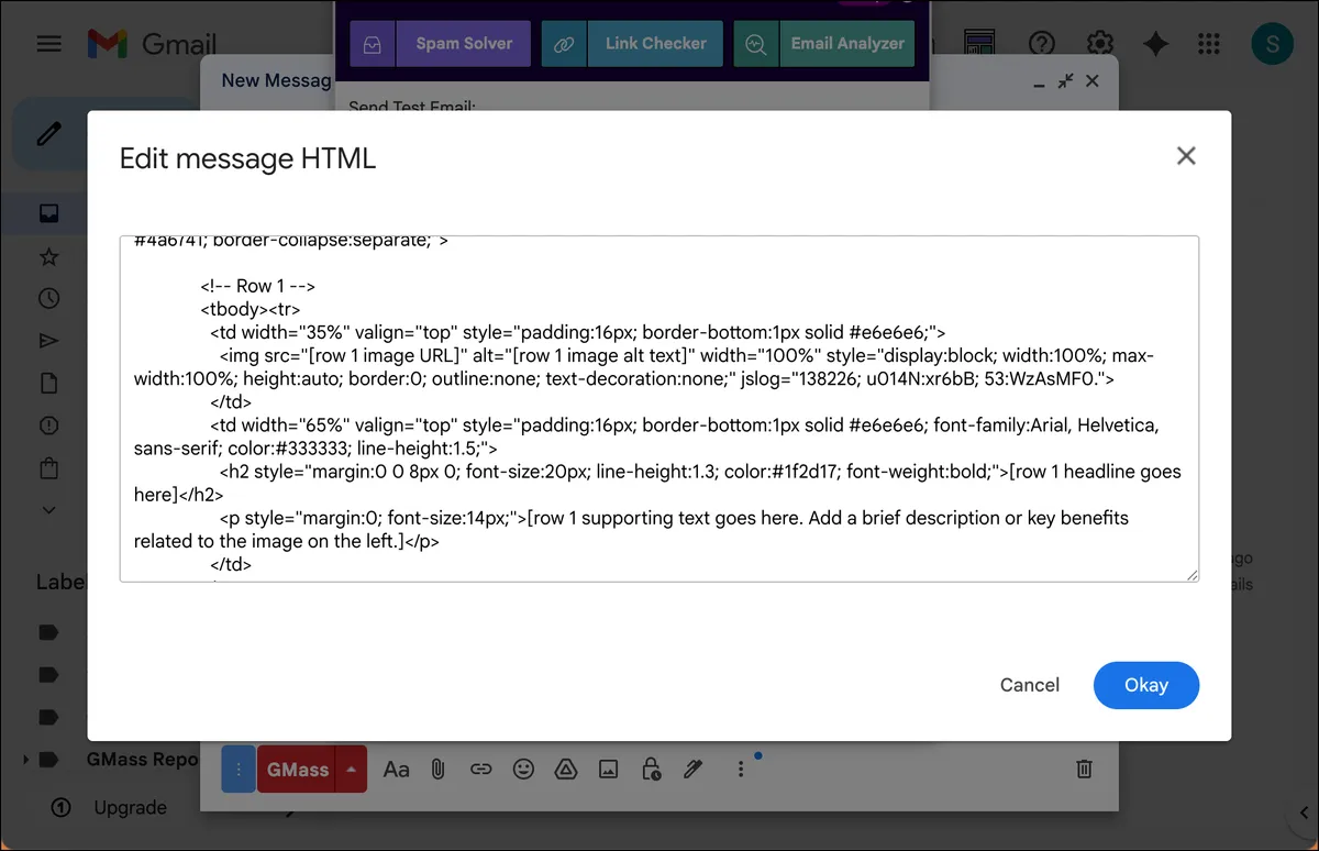 You can edit the HTML here