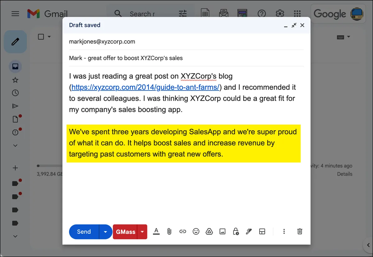 The wrong way to build interest with the AIDA cold email method