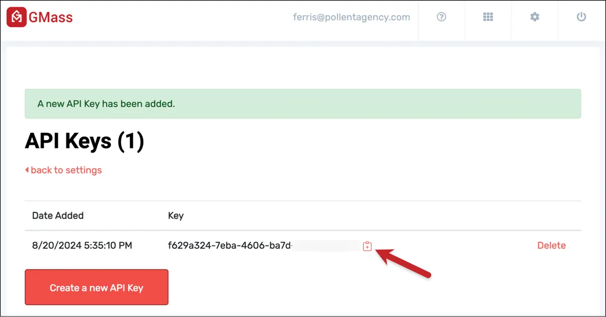 Copy your API key