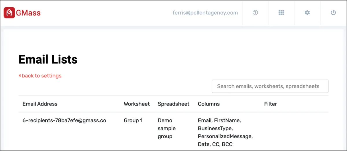See your list in the dashboard