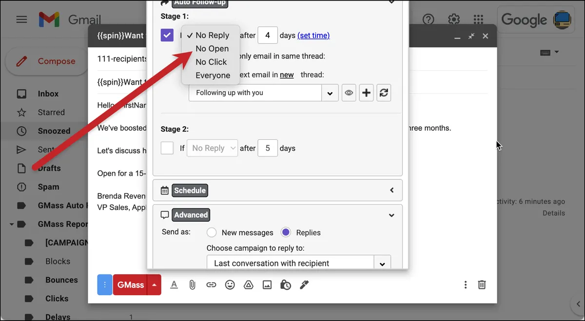 End trigger for auto follow-up series