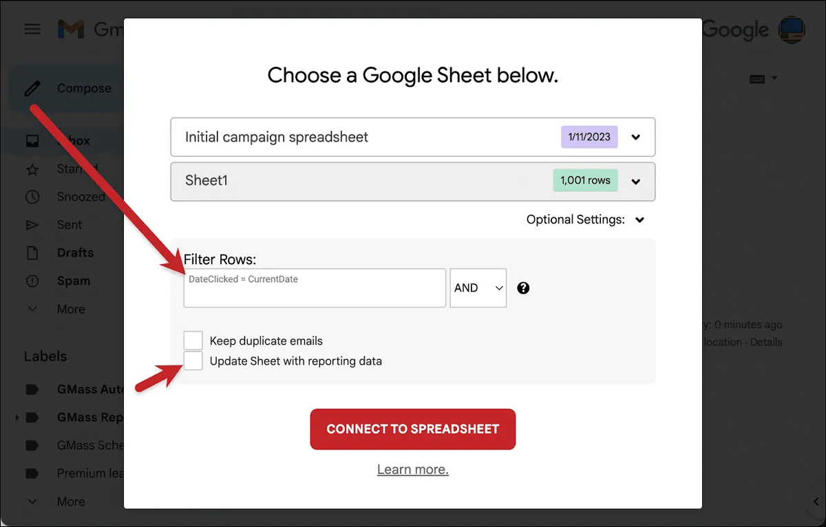 Use a filter as you connect.