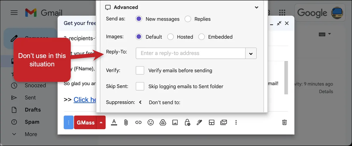 Don't set a reply-to