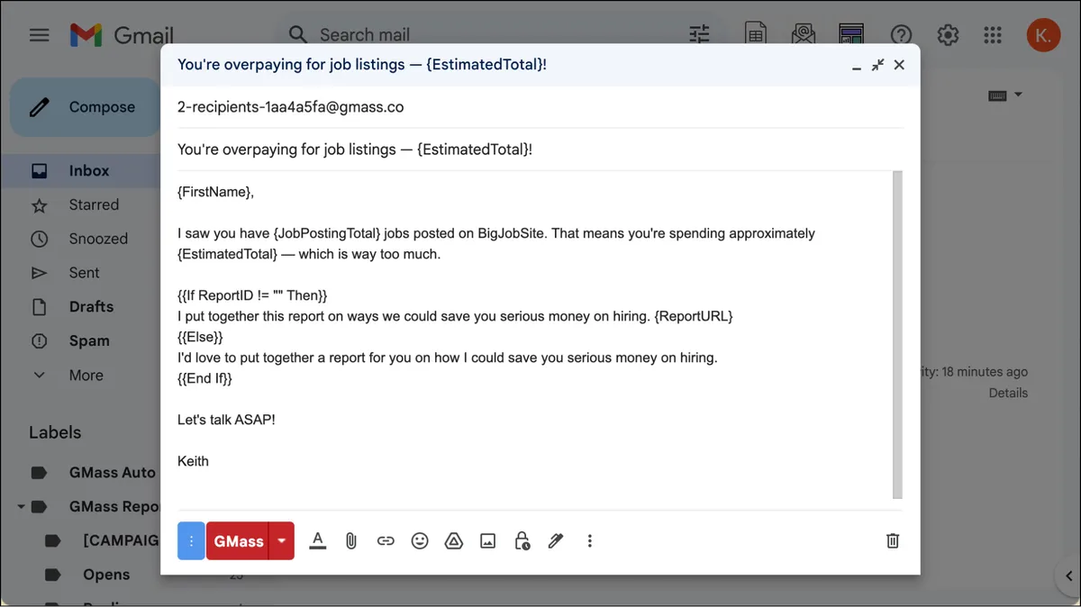 My template with merge tags
