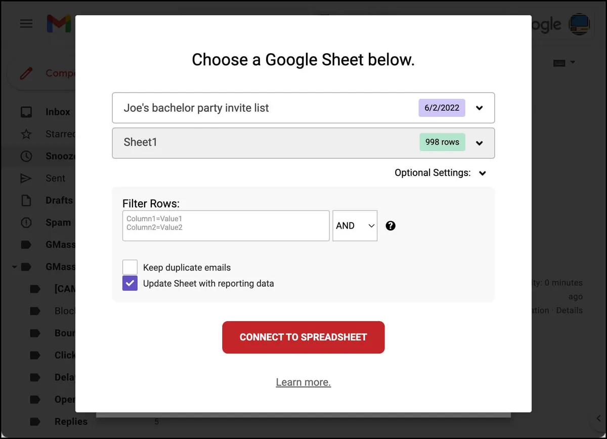 Update Sheet with reporting data