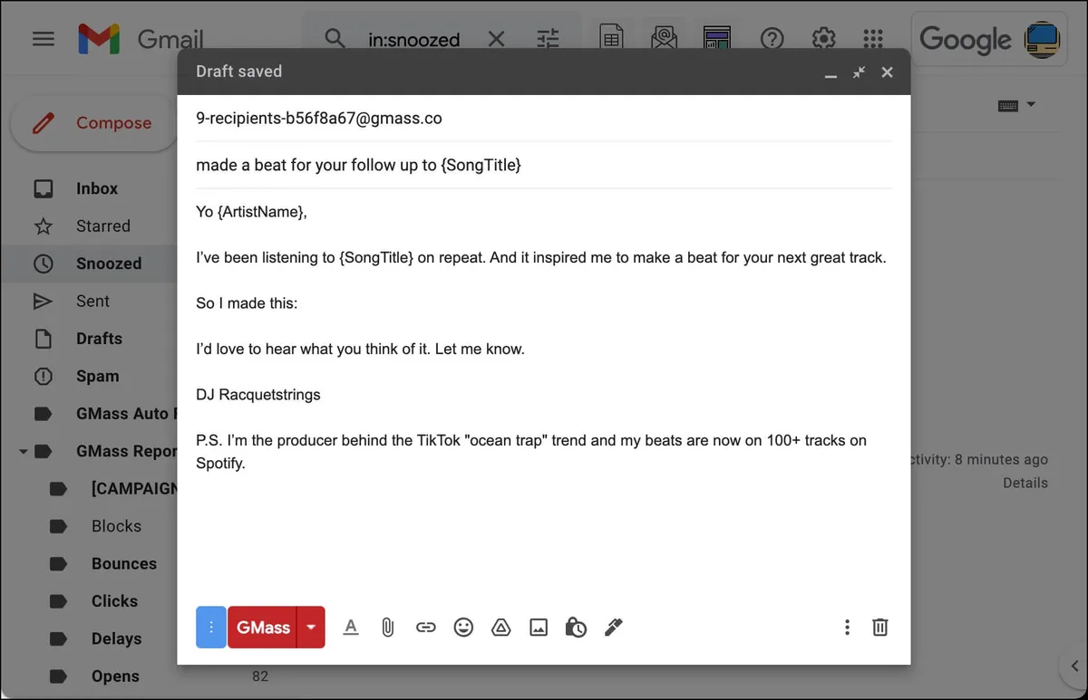 Write your beats marketing cold email to rappers