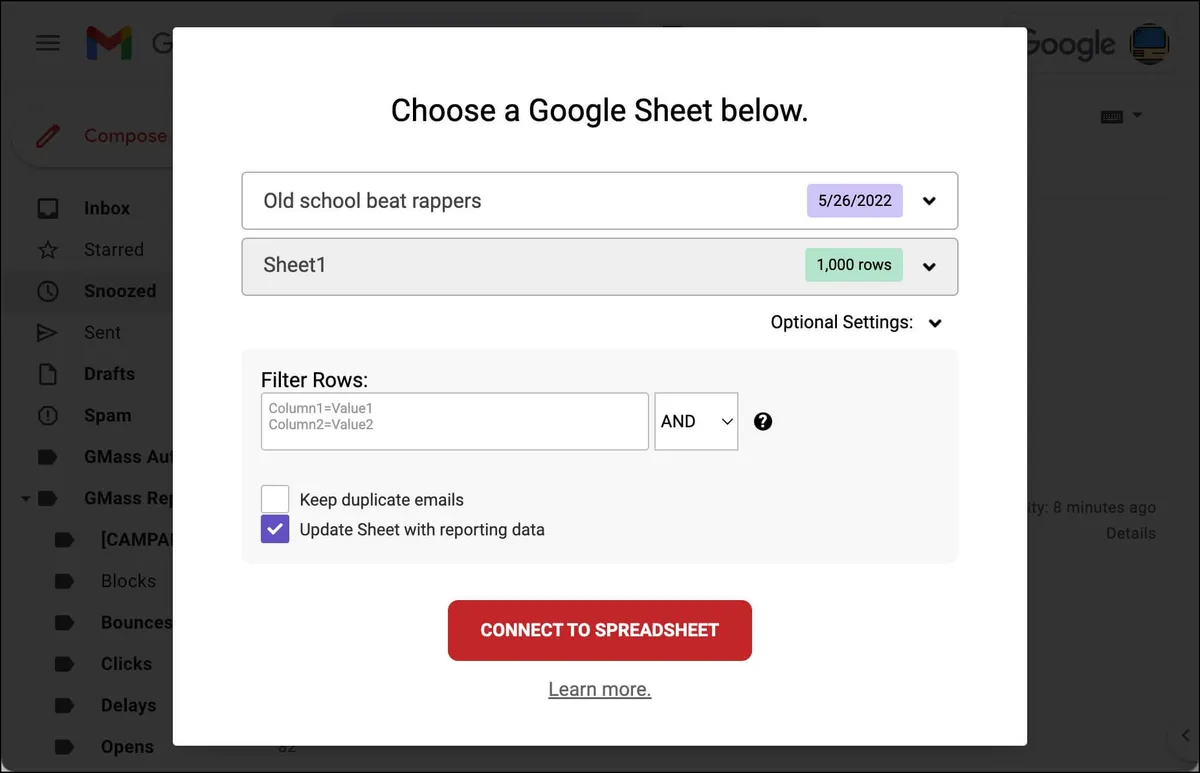 Connect your Google Sheet