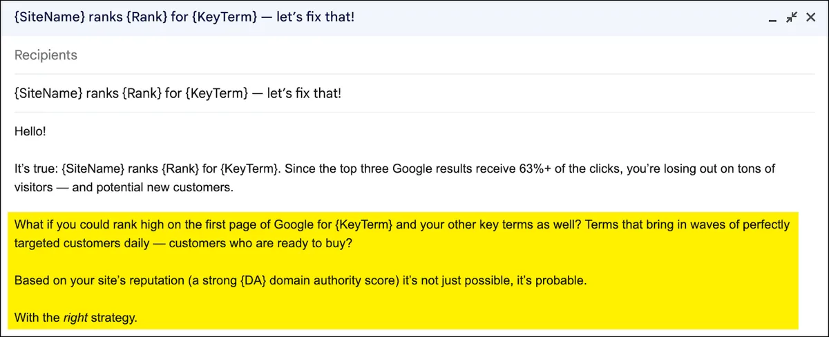 Before After Bridge copywriting - good email - after