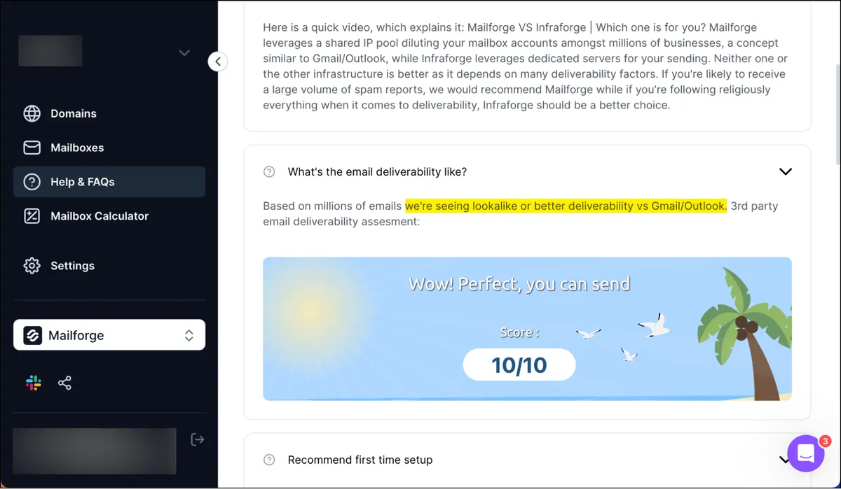 Mailforge's deliverability claims