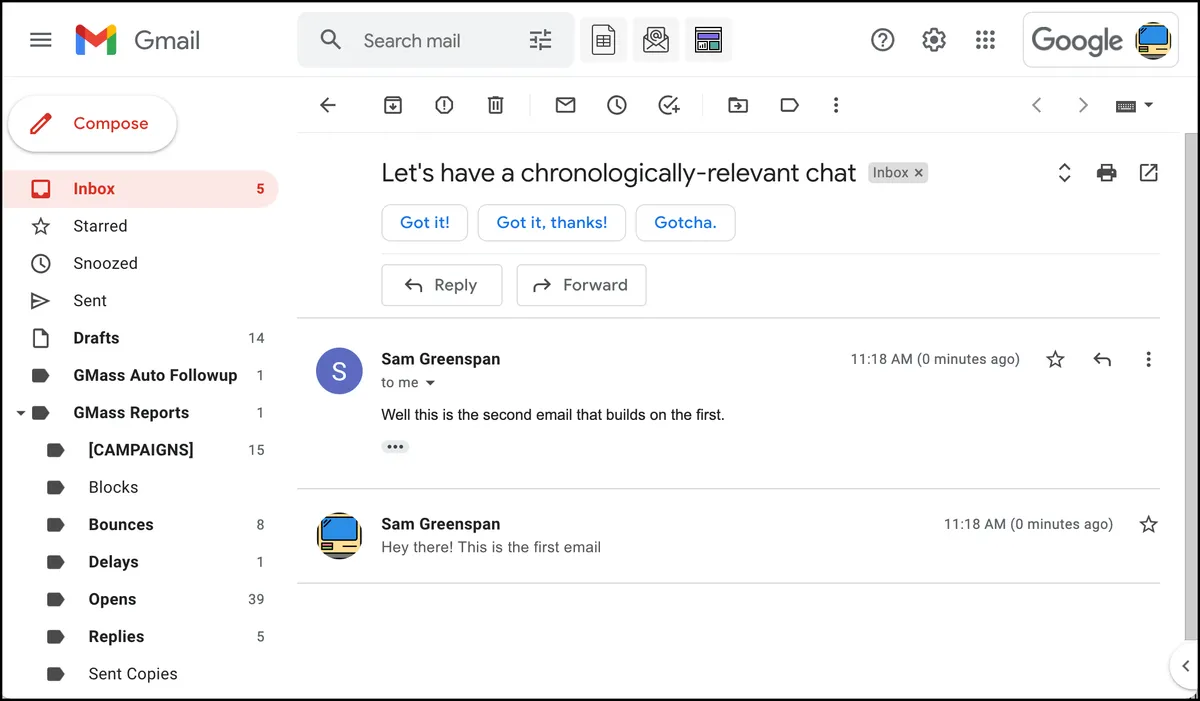 Reverse the conversation order