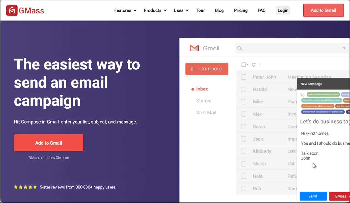 GMass - the best mail merge for Gmail overall