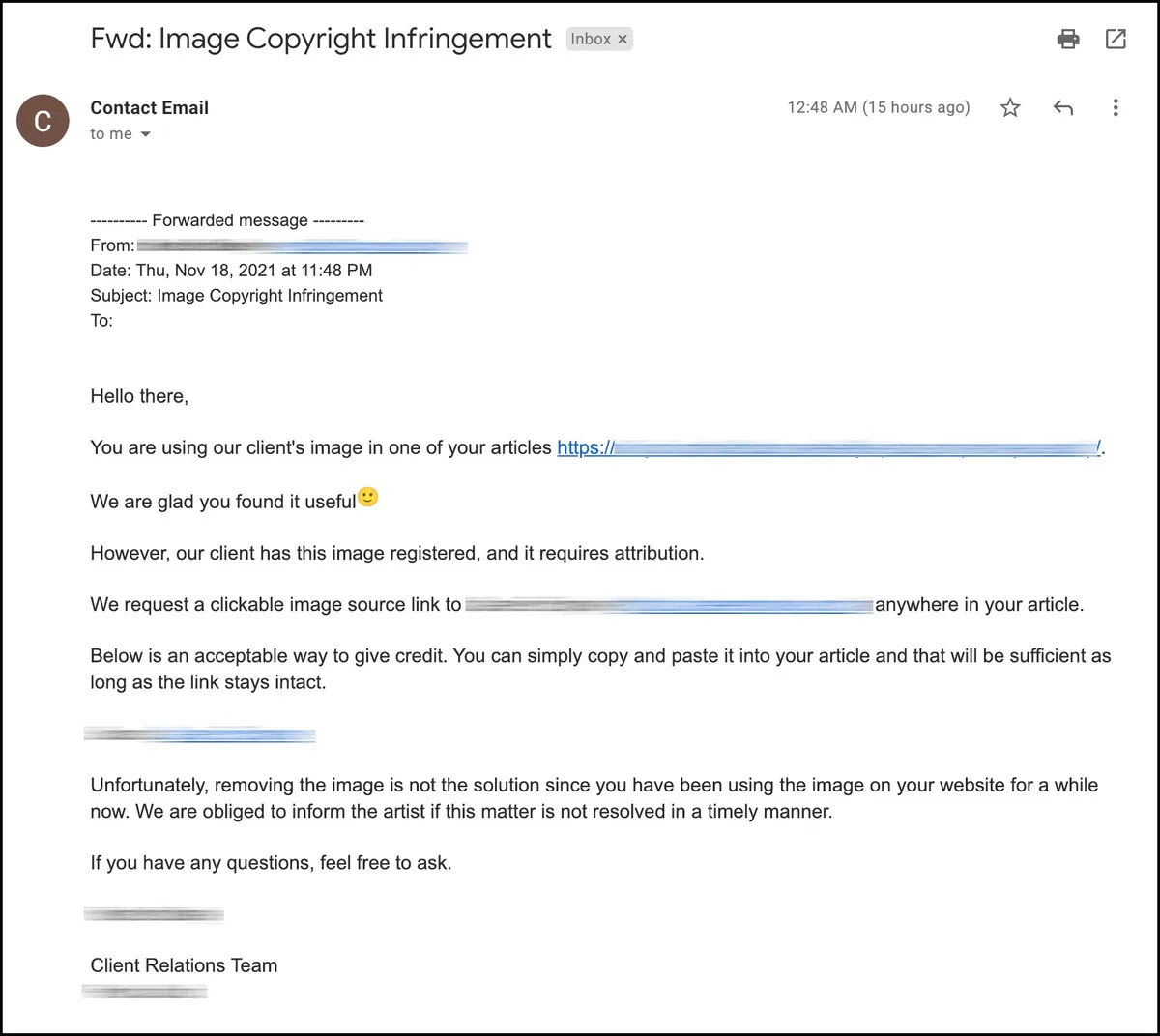 A black hat link building email