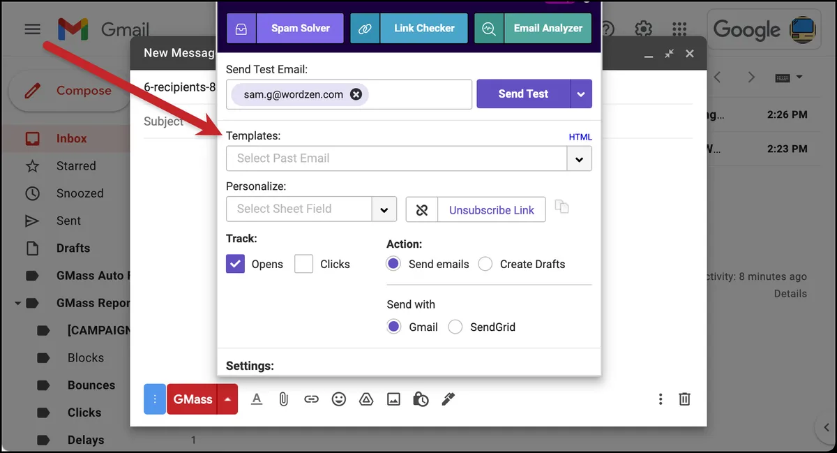 GMass templates