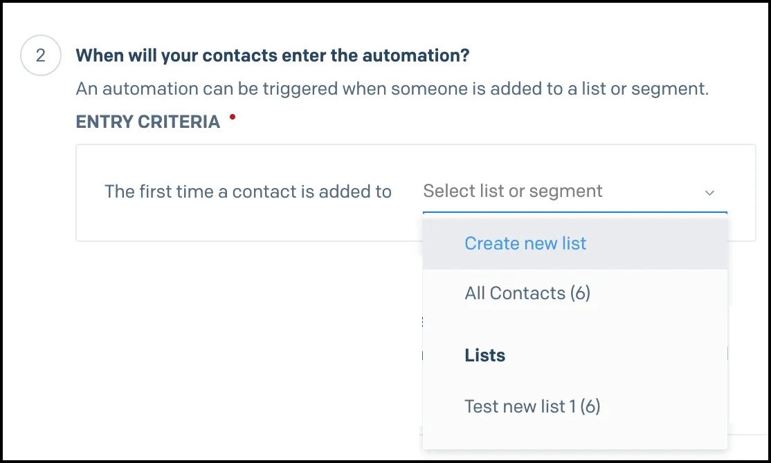 SendGrid entry criteria
