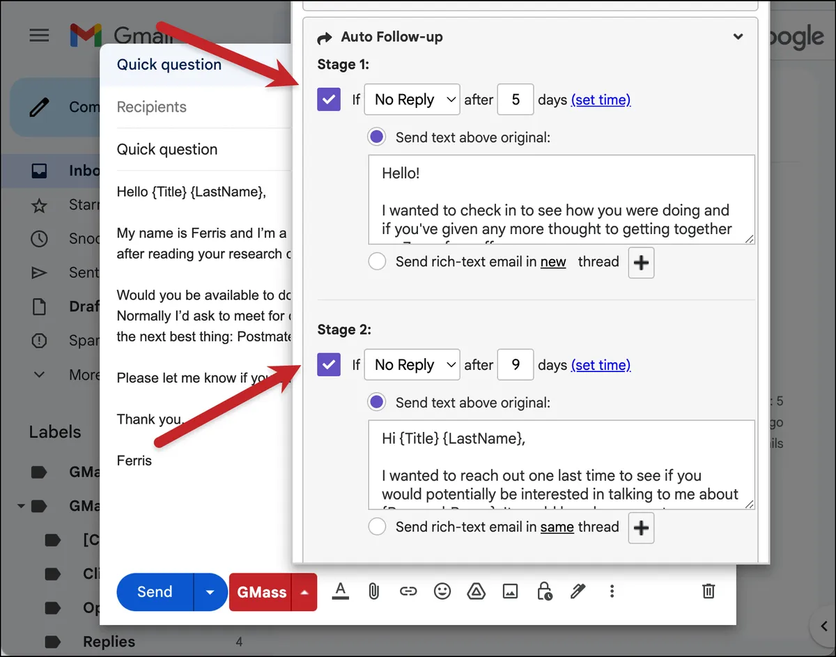 Auto follow-ups in GMass