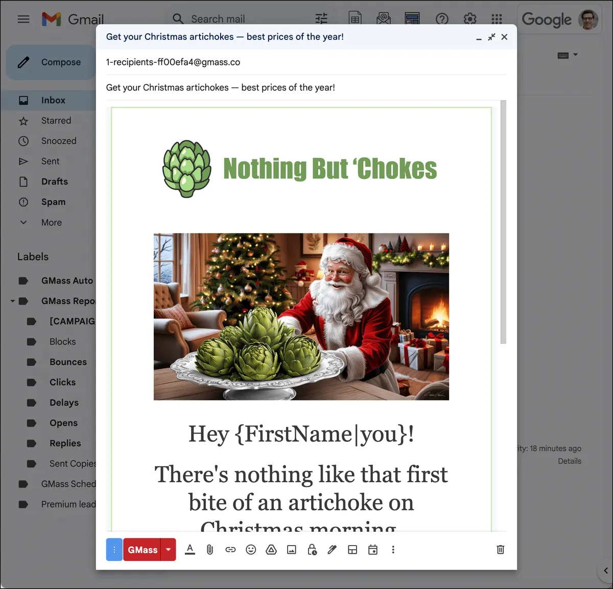 My initial campaign email for Black Friday/Cyber Monday