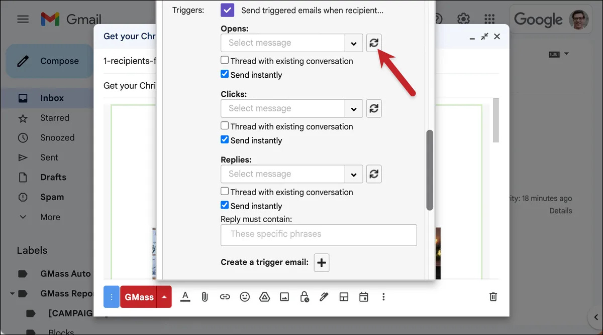 Refresh the list of trigger options