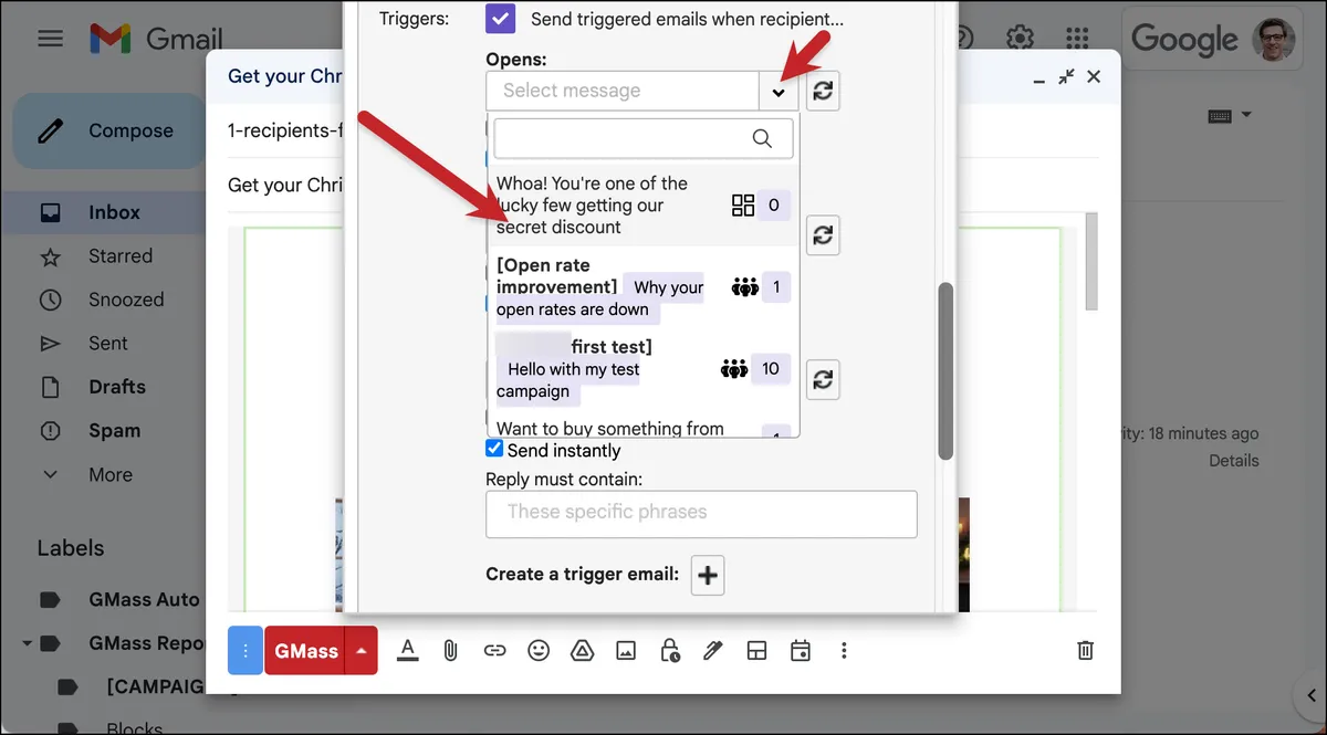 Your new trigger template in the dropdown