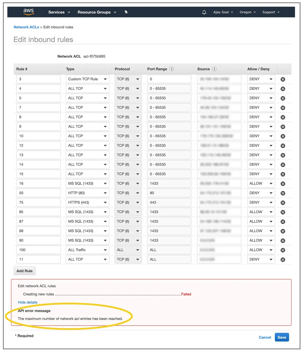 block IP addresses in AWS