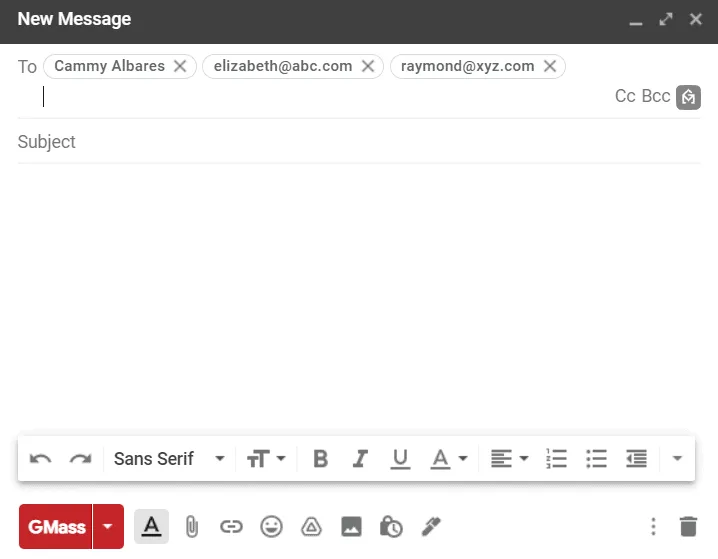New message tab