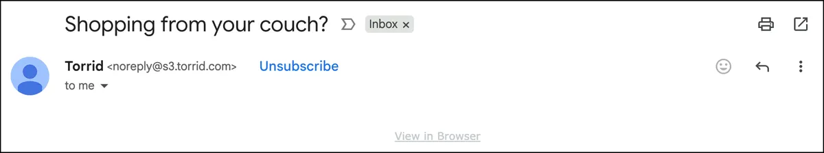 A casual subject line example