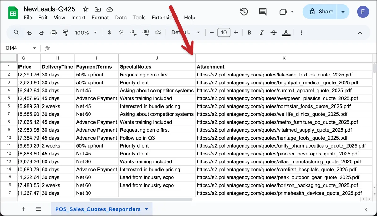 Add an attachment column to send personalized attachments