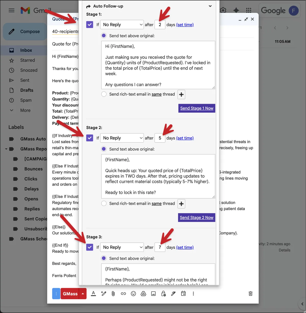 Create auto follow-ups