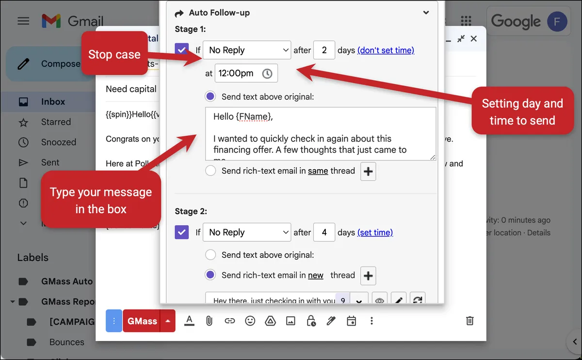Setting up auto follow-ups in GMass