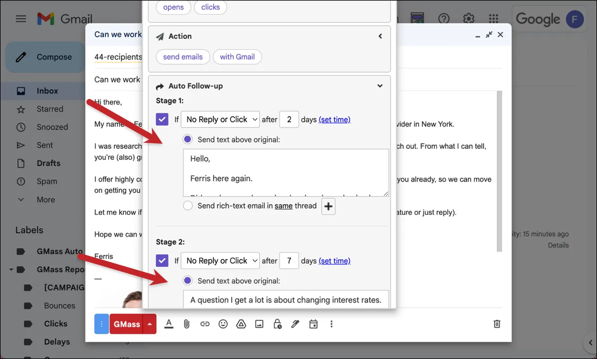 Using plain text follow ups in the same thread