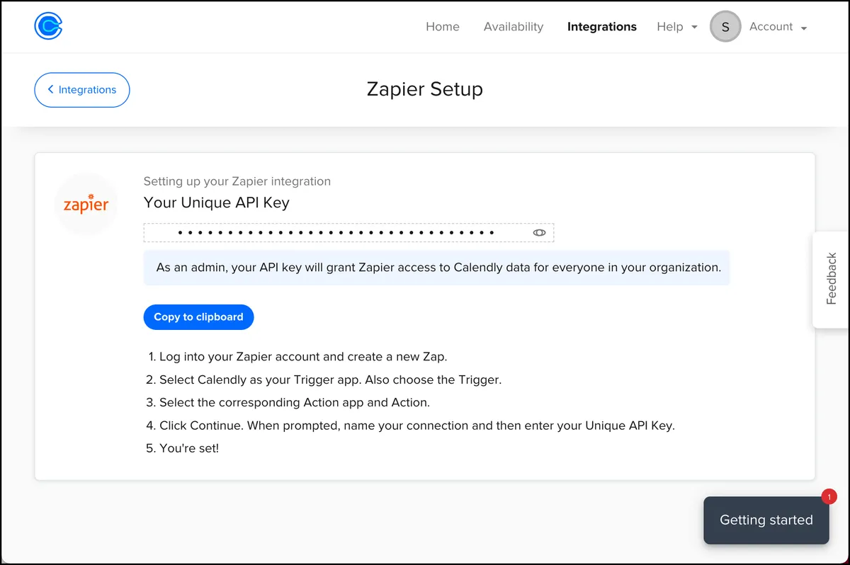 Get your Calendly API key