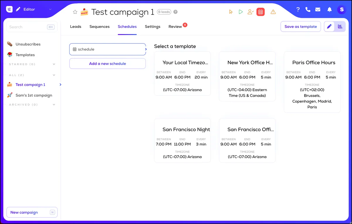 Scheduling a campaign