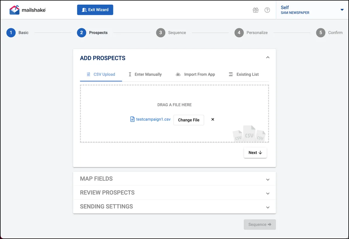 CSV upload with Mailshake