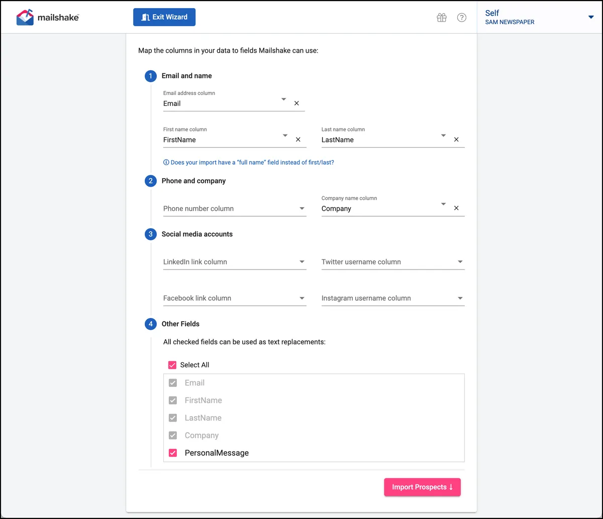 Mapping fields in Mailshake