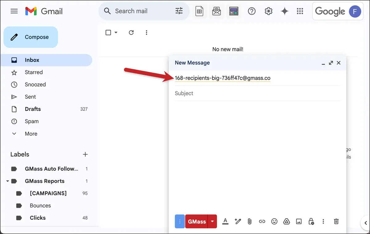 See the alias with your number of emails