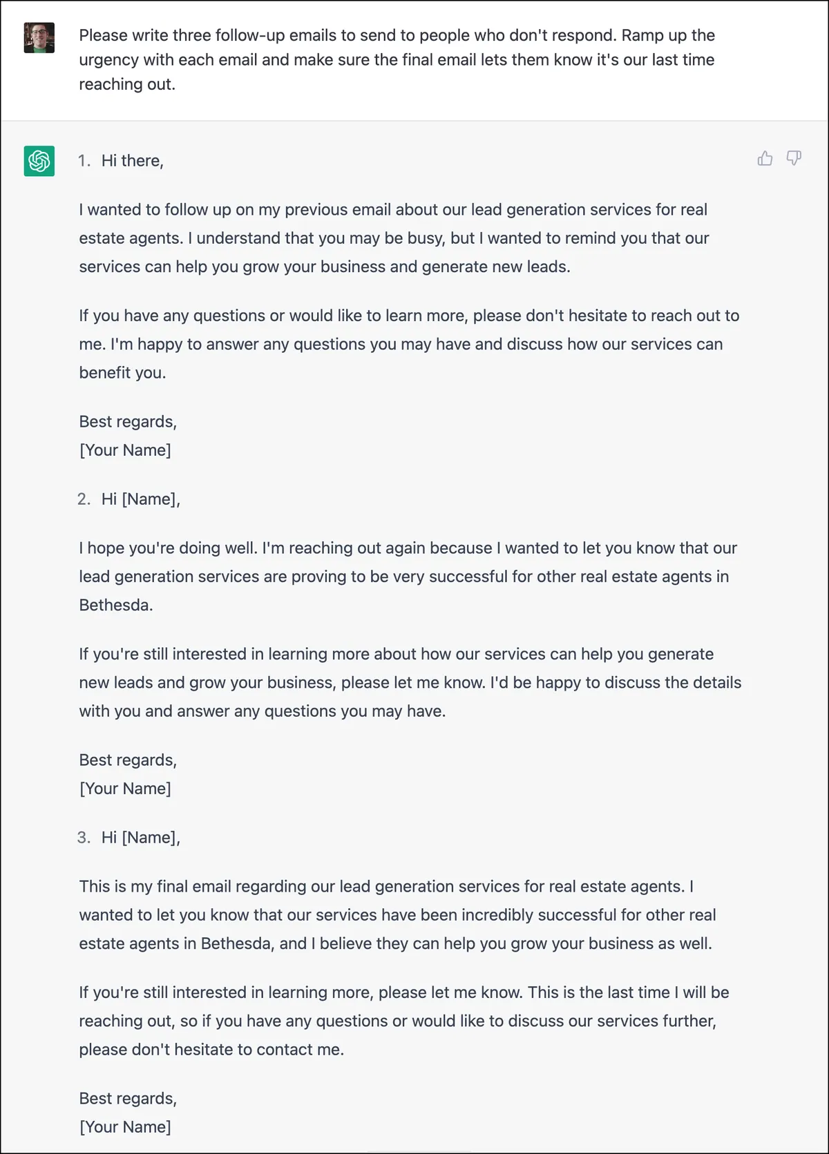 Good follow-ups from ChatGPT