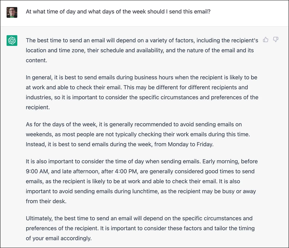 Scheduling advice