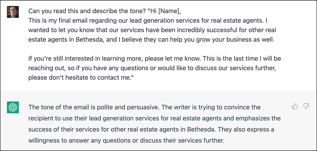 Evaluating email tone