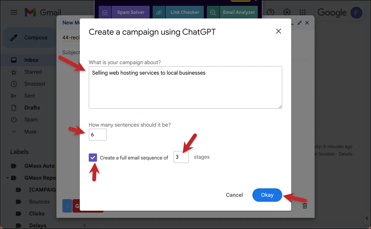 Entering your prompt and other settings