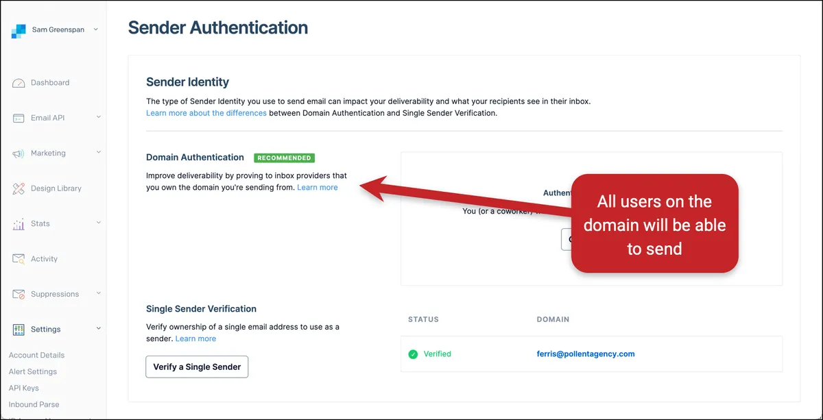 Authenticating senders quickly in SendGrid