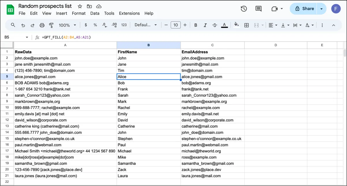 Figuring out first names from email addresses