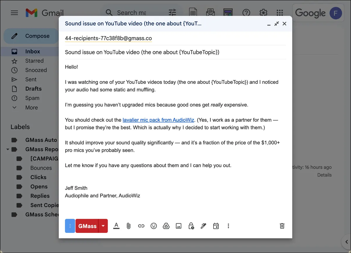 Cold email for affiliate marketing template 2