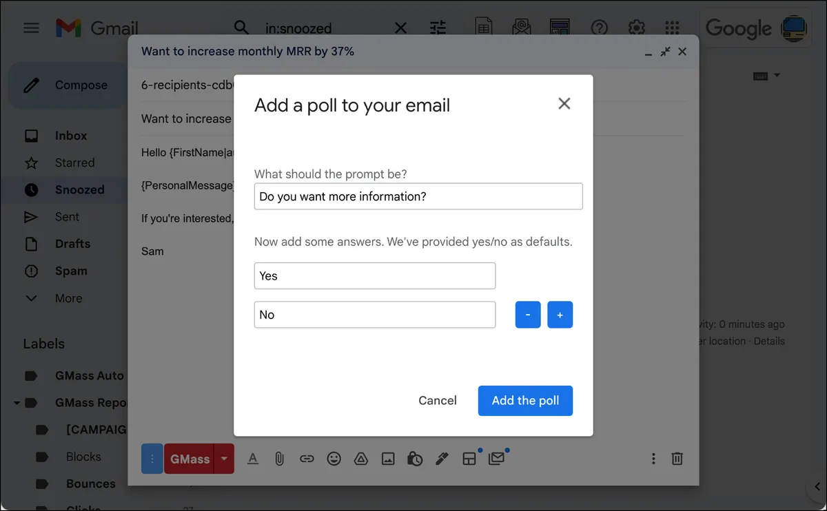 Run quick email polls