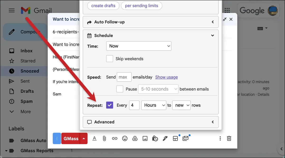 Recurring campaigns with GMass